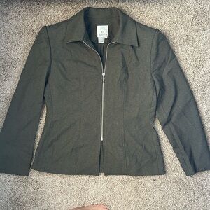 W En Avance Olive Green Zip Up Jacket Blazer Size 8 |D48